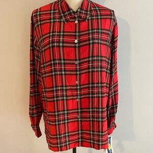 *SOLD* Pendleton Women’s Vintage Fit Plaid Button-down Silk Shirt - Size 16 NWT
